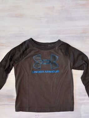 Under Armour Brown Long-Sleeve Tee with Blue Logo